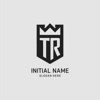 Initial TR logo shield shape, creative esport logo design vector