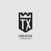 Initial TX logo shield shape, creative esport logo design vector