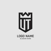 Initial UT logo shield shape, creative esport logo design vector