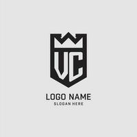 Initial VC logo shield shape, creative esport logo design vector