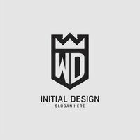 Initial WD logo shield shape, creative esport logo design vector