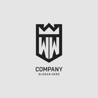 Initial WW logo shield shape, creative esport logo design vector