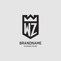 Initial WZ logo shield shape, creative esport logo design vector