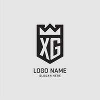 Initial XG logo shield shape, creative esport logo design vector