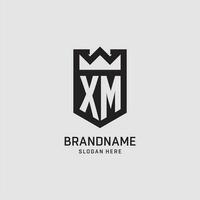 Initial XM logo shield shape, creative esport logo design vector