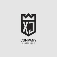 Initial XJ logo shield shape, creative esport logo design vector