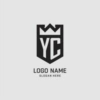 Initial YC logo shield shape, creative esport logo design vector