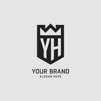 Initial YH logo shield shape, creative esport logo design vector