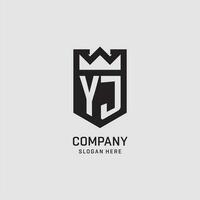 Initial YJ logo shield shape, creative esport logo design vector