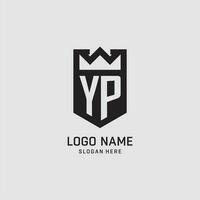 Initial YP logo shield shape, creative esport logo design vector