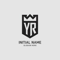 Initial YR logo shield shape, creative esport logo design vector