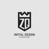 Initial ZQ logo shield shape, creative esport logo design vector