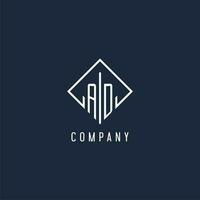 AD initial logo with luxury rectangle style design vector