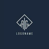 AG initial logo with luxury rectangle style design vector