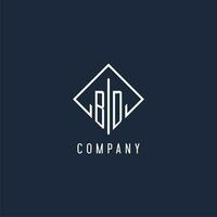 BD initial logo with luxury rectangle style design vector