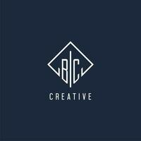 BC initial logo with luxury rectangle style design vector
