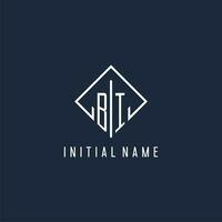 BI initial logo with luxury rectangle style design vector