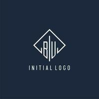 bu inicial logo con lujo rectángulo estilo diseño vector