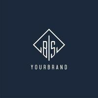 BS initial logo with luxury rectangle style design vector