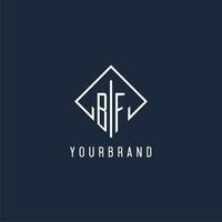 BF initial logo with luxury rectangle style design vector