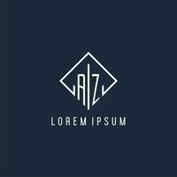 AZ initial logo with luxury rectangle style design vector