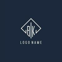 BK initial logo with luxury rectangle style design vector