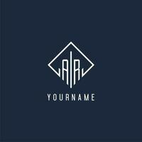 AR initial logo with luxury rectangle style design vector