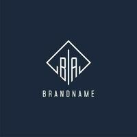 BA initial logo with luxury rectangle style design vector