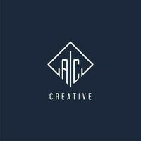 AC initial logo with luxury rectangle style design vector