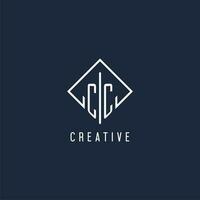 CC initial logo with luxury rectangle style design vector