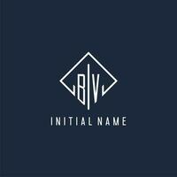 BV initial logo with luxury rectangle style design vector