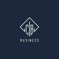 CB initial logo with luxury rectangle style design vector