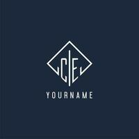 CE initial logo with luxury rectangle style design vector
