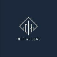 CH initial logo with luxury rectangle style design vector