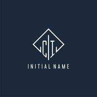 CI initial logo with luxury rectangle style design vector