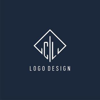CL initial logo with luxury rectangle style design vector