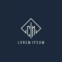 CM initial logo with luxury rectangle style design vector