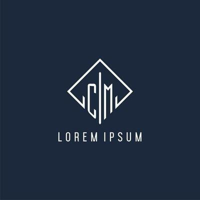 CM initial logo with luxury rectangle style design