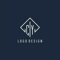 CY initial logo with luxury rectangle style design vector