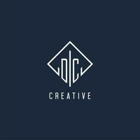 DC initial logo with luxury rectangle style design vector