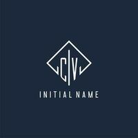 CV initial logo with luxury rectangle style design vector