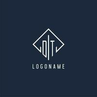 DT initial logo with luxury rectangle style design vector