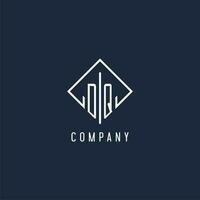 DQ initial logo with luxury rectangle style design vector