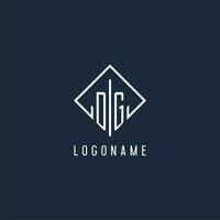 DG initial logo with luxury rectangle style design vector