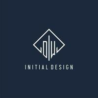dw inicial logo con lujo rectángulo estilo diseño vector