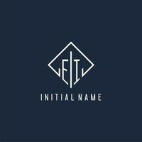 EI initial logo with luxury rectangle style design vector