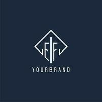 EF initial logo with luxury rectangle style design vector