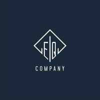 EQ initial logo with luxury rectangle style design vector