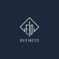 EO initial logo with luxury rectangle style design vector