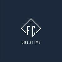 FC initial logo with luxury rectangle style design vector